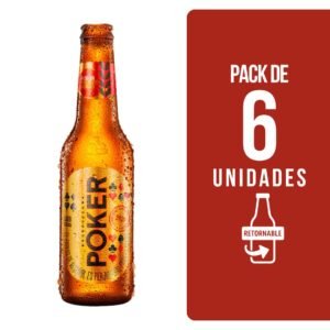 Cerveza Poker Tradicional Botella Retornable 330ml X 6 Unidades